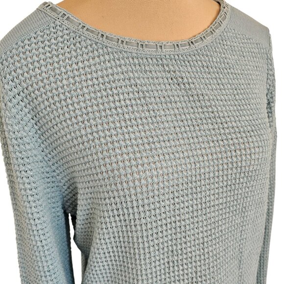 Sundance Light Blue Waffle Knit Long Sleeve Sz M - Picture 2 of 8
